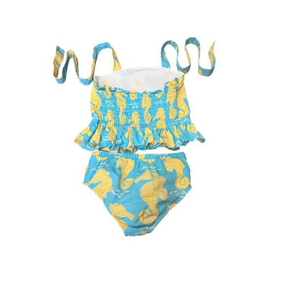 Vintage Kelly’s Kids Seahorse Tankini SZ 3-4 runs small Blue Yellow Ruffle Swim - Picture 2 of 5